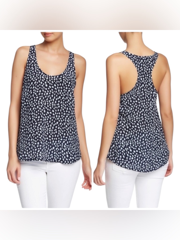 Joie Navy And Gray Printed Racerback Tank